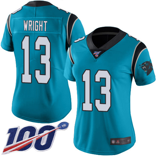 Carolina Panthers Limited Blue Women Jarius Wright Jersey NFL Football 13 100th Season Rush Vapor Untouchable